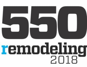 The Remodeling 550 2018 logo in black text with a blue lowercase “r” in “remodeling.”